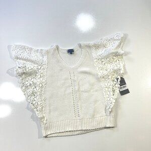 NWT Democracy flutter sleeve sweater, size small petite